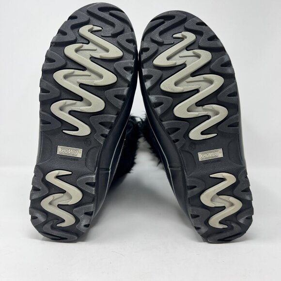 Khombu Nordic Women's Black Leather Waterproof Faux Fur Lace Boots Size 10 - Picture 5 of 6